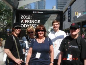 Left to right: @birdandbear, @runpaceyrun, @brownbettyhigh, Jamie and @aimeeinchains The Fringe Event, Vancouver